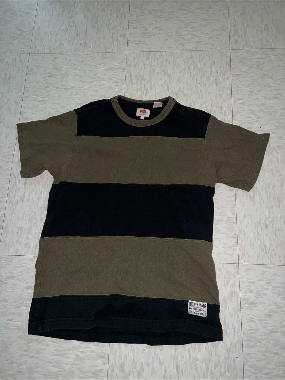 Levis Olive Green Stripped Tee